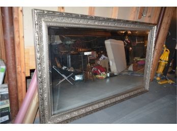 (#86) Large Silver Framed Wall Hanging Mirror (see Details)