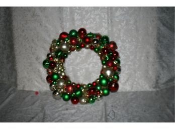 (#7a) 22' Plastic Ornaments Wreath  * 1 Ornament Has Small Holesee Phots