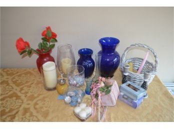 (#93) Glass Vases And Candels