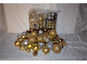 (#9a) Assortment Of Plastic Goldsilver & Bronze Ornaments