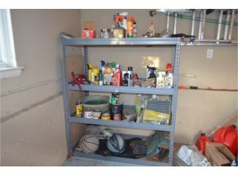 Metal Rack With Chemical And Cleaning Products