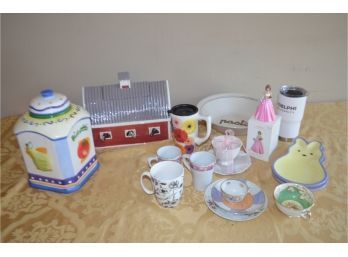 (#114) Cookie Jars (2), Tea Cups, Mugs