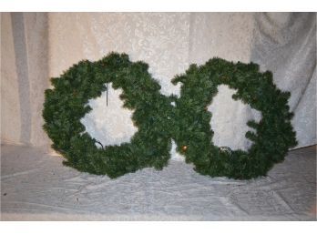 (#11a) 2- Artificial 27' Wreaths Battery Operated *Some Lights Work- Might Need New Batteries