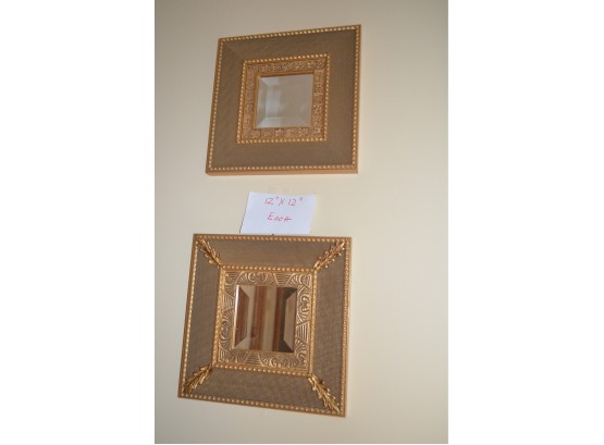 2 Small 12 X 12 Mirrored Frame Wall Decor
