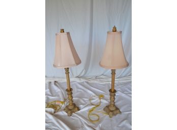2 Table Lamps With Gold Shades