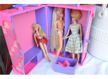 Vintage 1960's Barbie Dolls And Barbie Case 90's