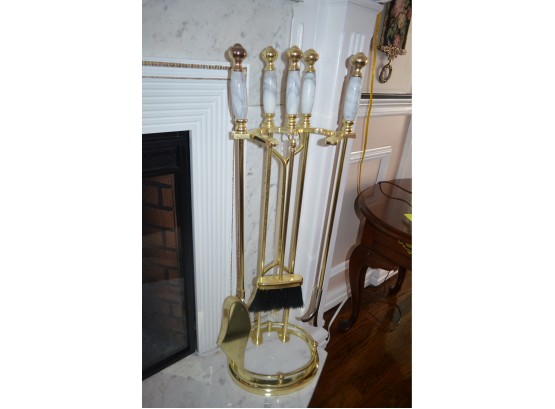 Brass Marble Fireplace Tools ...Like New