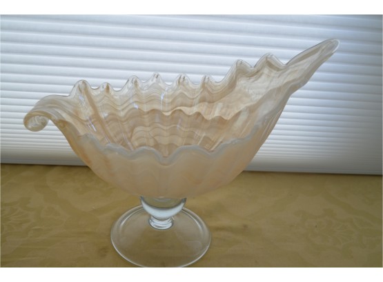 (#54) Luster Glass Pedestal Shell Bowl