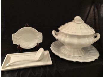 (#115) Pottery Barn White Ceramic Tray (1) Sm. Serving Dish, (1)Tureen (see Details)