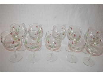 (#3) Hand Painted Wine Glasses (10)