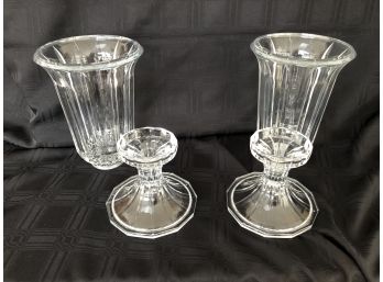 (#107)  2 Piece Crystal Candle Hurricanes (2) 12'H X 6'W