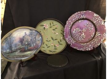 (#113) Tin Trays Glass(2) Glass Decorative Plate &  Candle Drip Tray (see Details)