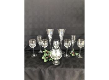 (#200) -Lenox Kate Spade Champagne Glasses &  Assortment Of Glasses - 10 Piece