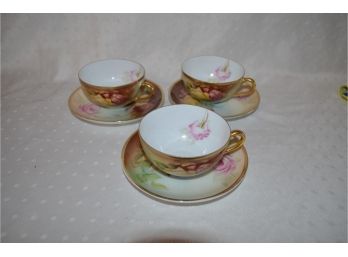 (#18) Bavaria Hand Painted Tea Cups (3)