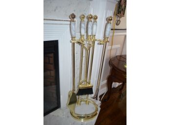Brass Marble Fireplace Tools ...Like New