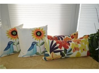 (#52) Sunflower Decorative Pillows (2), Newport Summer Time Pillows (2)