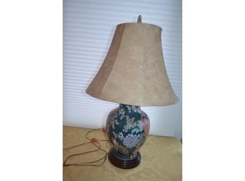 (#82) Ceramic Green Floral Lamp (see Details)