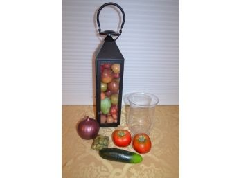 (#132  )  Lantern With Faux Vegetables