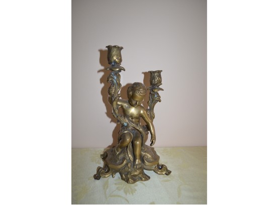 Heavy Brass Candle Holder 12.5'H