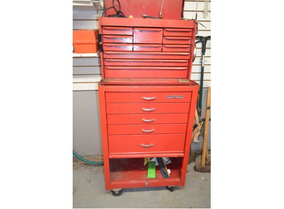 Vintage Red Tool Box With Tools