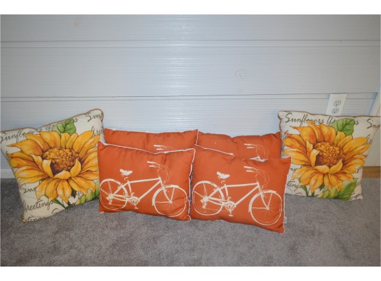 (#224) Bicycle Sunflower Pillows (6)
