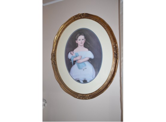 Oval Victorian Wood Framed Picture (girl)