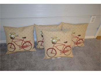 (#220) (4) Outdoor Pillows - Bicycle Design-  Hampton Bays