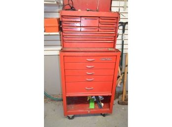 Vintage Red Tool Box With Tools