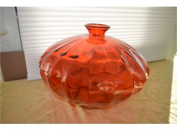 (#140) Orange Glass Decorative Vase