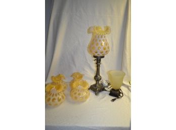 (#302) Vintage Lamps With Glass Shades