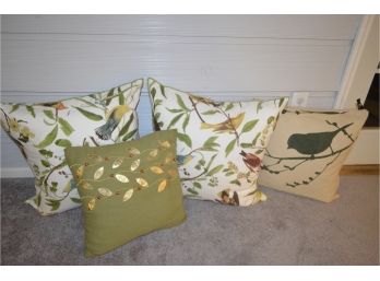 (#227)  Pottery Barn Pillows (2) Bird Pillow (2) Other