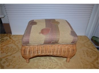 (#173) Wicker Upholstered Foot Stool  12' X 14' X 11'