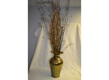 (#308) Brass Floor Standing Vase With Arrangement