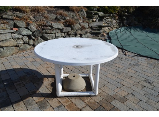 Outdoor Table With Cement Umbrella Stand