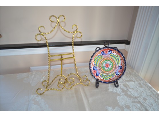 (#385) Decorative Plate And Holder (2)