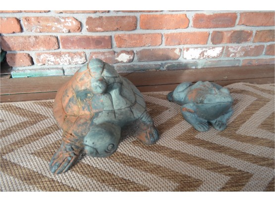 Clay Garden Decor Turtle And Frog