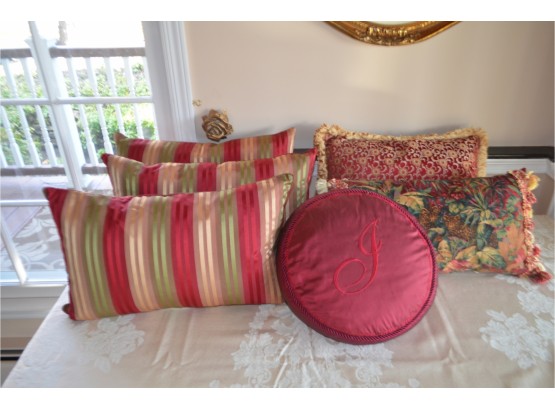 (#370) Decorative Silk Pillows (6)