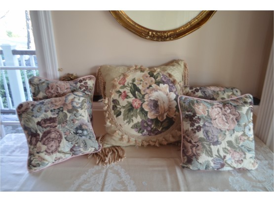 (#372) Floral Decorative Pillows (5)