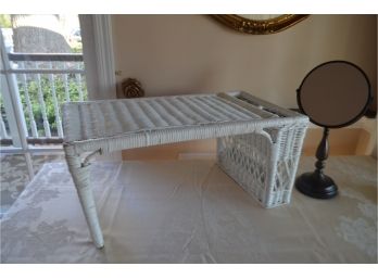 (#382) Wicker Bed Tray And Make-up Mirror