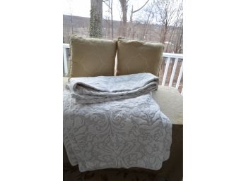 (#464) King Coverlet And Decorative Pillows (2)