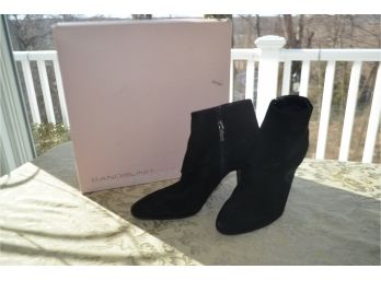 (#420) Bandolino Ankle Black Suede Boot Size 7.5 With Box