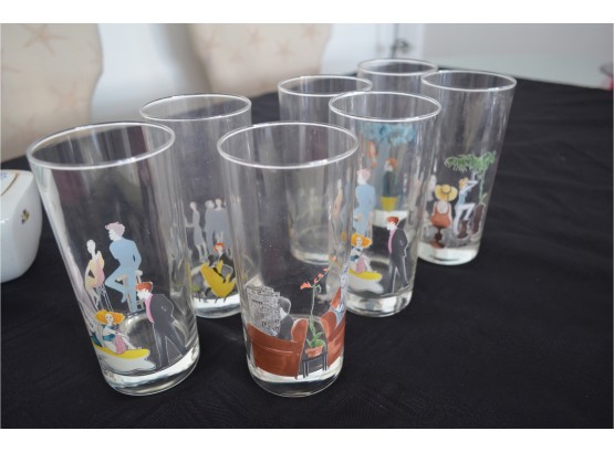 7 Whimsical Drinking Glasses 6'H