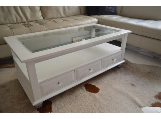 Painted Coffee Table With 3 Front Storage Drawers