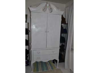 Vintage French Provincial Armoire Painted Flat White