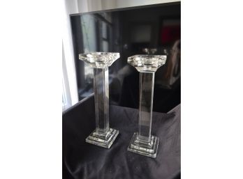 Pair Of Glass Candle Stick Holders
