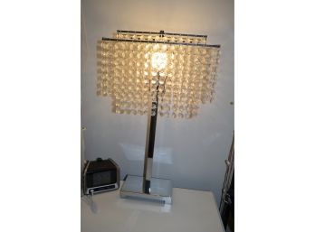 Pair Of Chrome Base Table Lamps (Plastic Crystal)