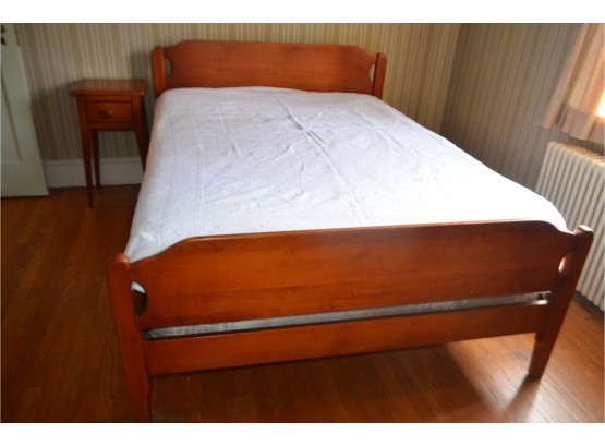 Oak Full Size Head Foot Board Bed With Night Stand(1) And Mattress (see Details)