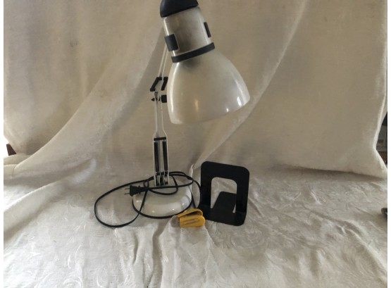 (#141) Desk Lamp, Bookend, Mini Stapler