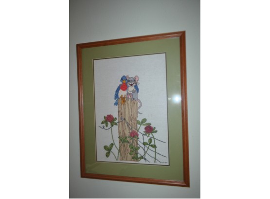(#57) Needle Point Framed Picture (mouse)