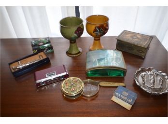 (#92) Assortment Of Vintage Items--German Pewter Paper Weight, Jewelry Boxes, Cloisonne